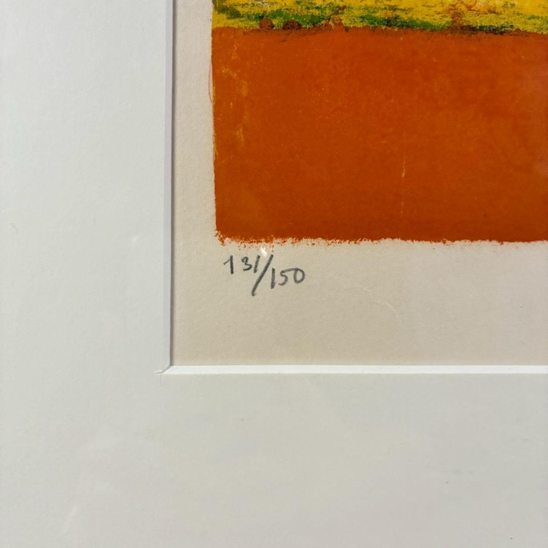 コロン V.Collomb「紅茶わかしとひなげし」リトグラフ 直筆サイン入り