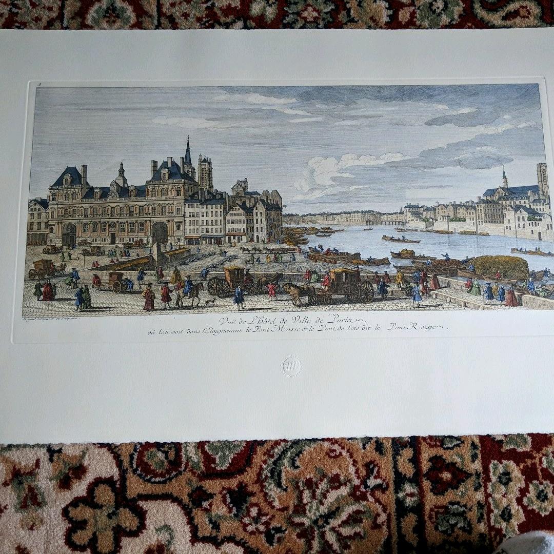 ルーブル美術館で購入 真正リトグラフ（版画）　パリ市庁舎
