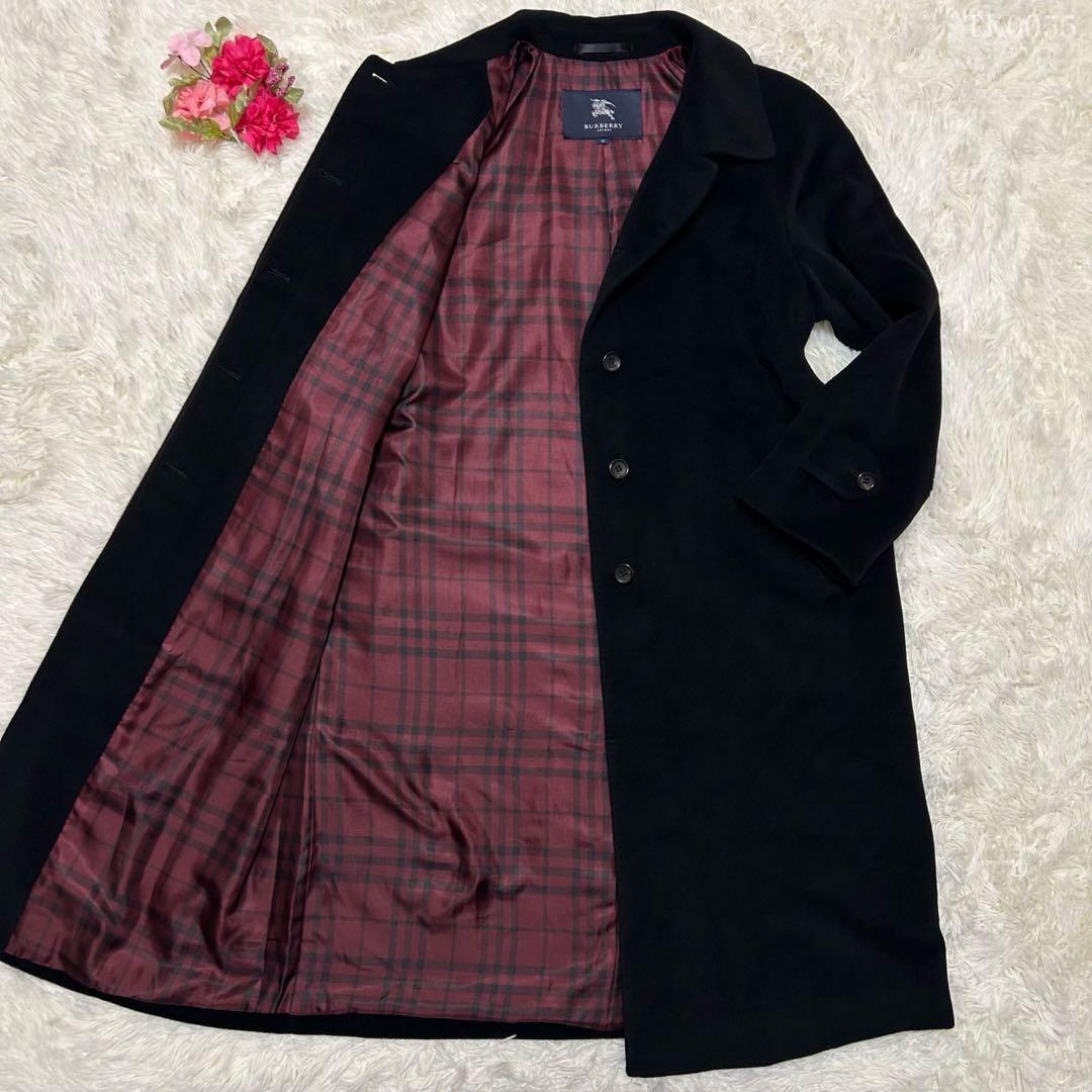 【美品3X/L】バーバリーロンドン チェスターコート アンゴラ混 Aライン 黒