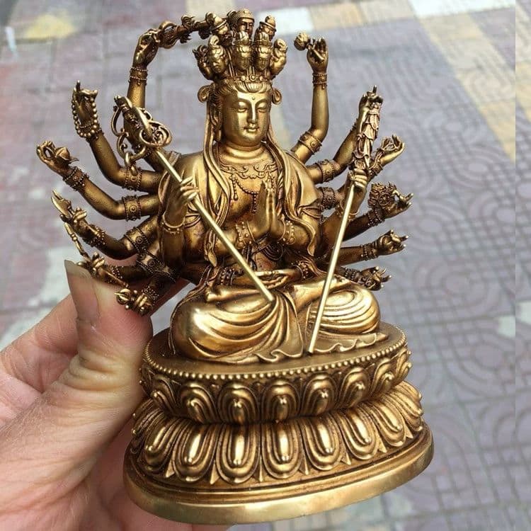 仏教美術 仏像 準提母菩薩仏像 十八臂仏母 仏堂供仏 彫刻 置物 開運風水銅製