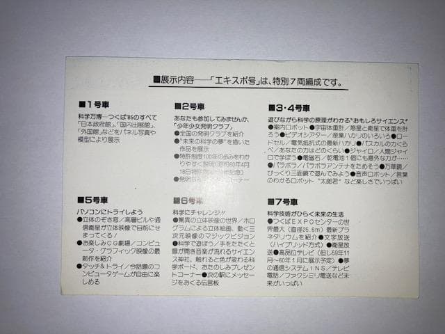 EXPO’８５サイエンストレインエキスポ号運転記念入場券（長野駅）