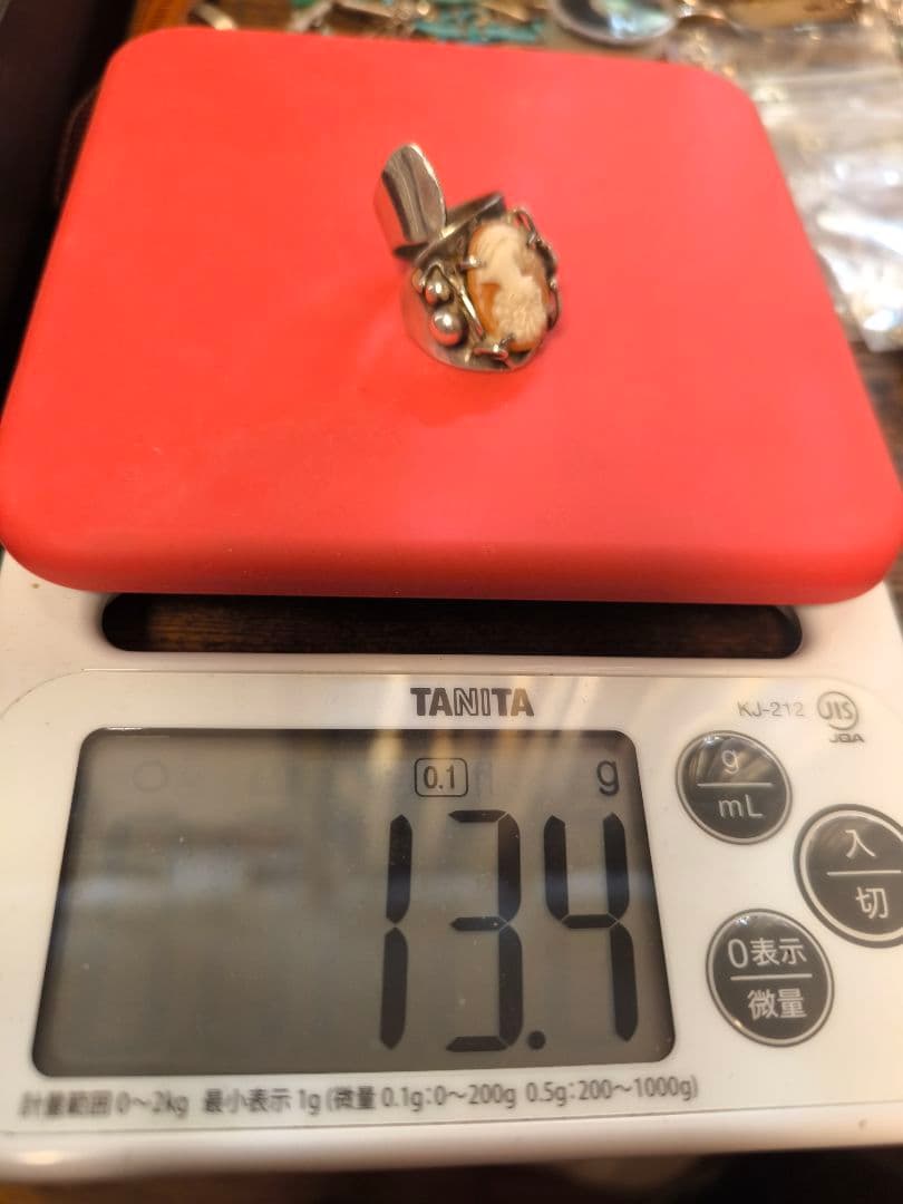 ヴィンテージ カメオ シルバー デザイン リング サイン入り