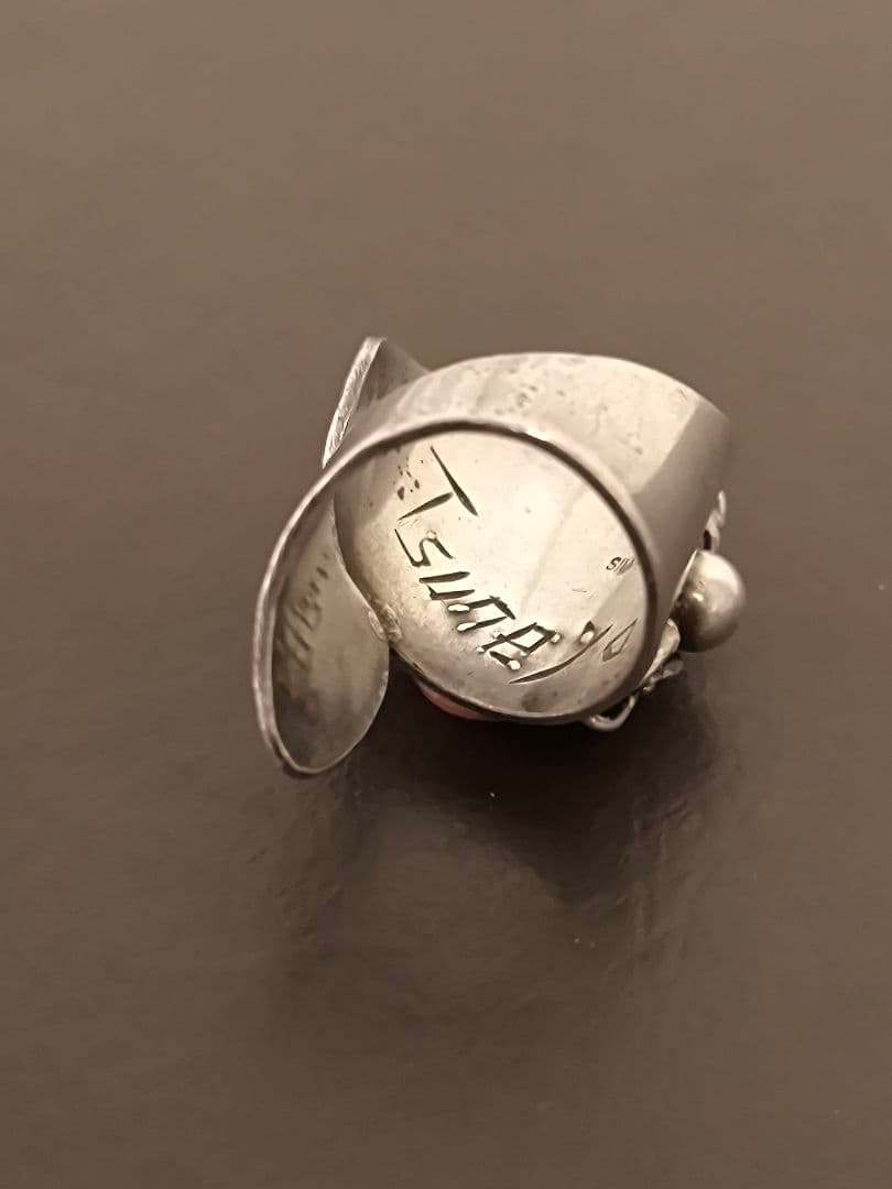 ヴィンテージ カメオ シルバー デザイン リング サイン入り