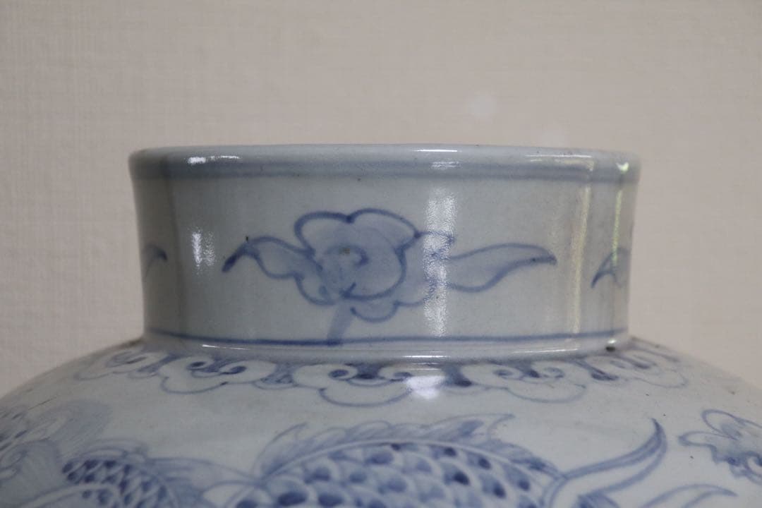 朝鮮　染付　龍紋大瓶　辺山　李朝龍紋大瓶うつし　送料込み250713