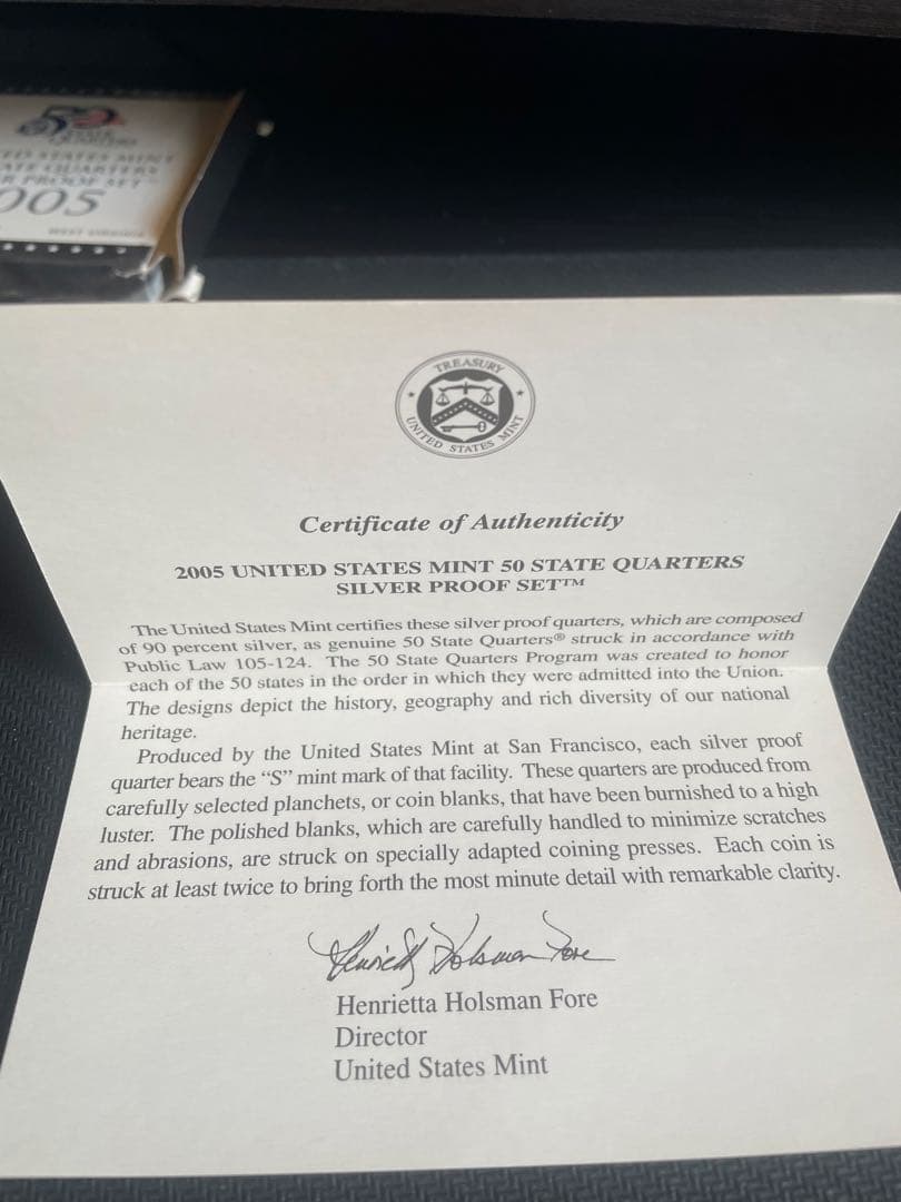 2005年 アメリカ造幣局 50州クォーター銀貨プルーフセット