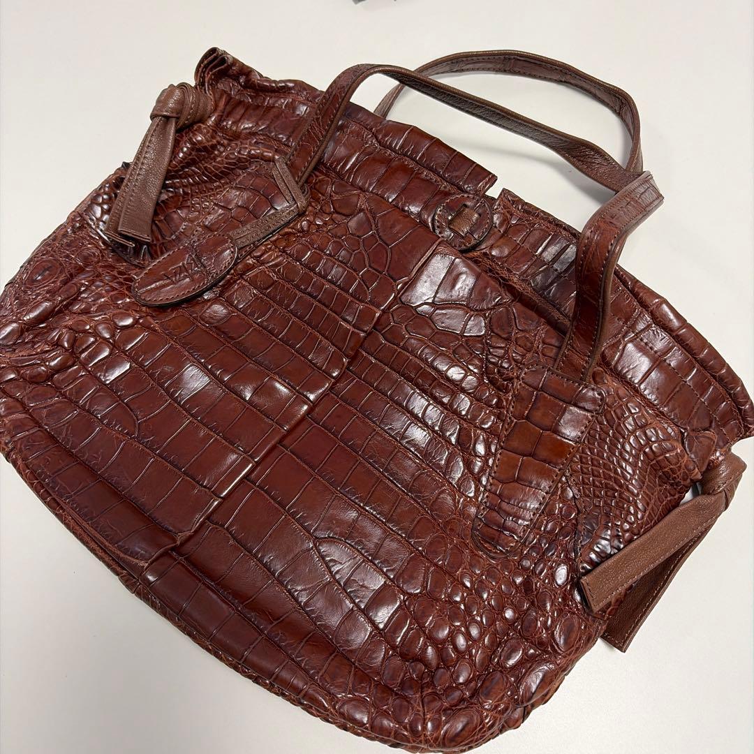 IBIZA ブラウン　ワニ革 ハンドバッグ　美品！