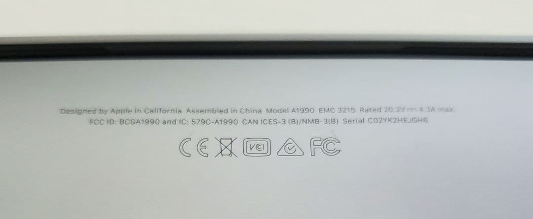 MacBook Pro15 2018年 16GB 512GB A1990