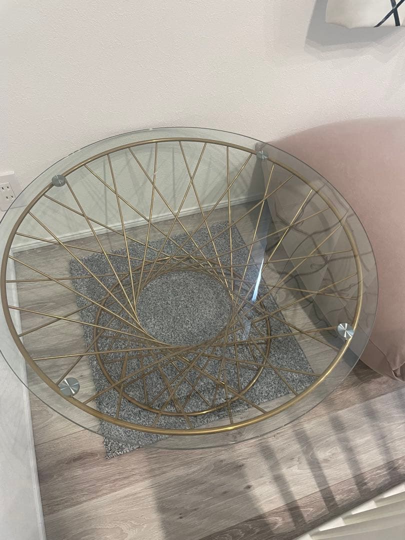 フランフラン　マーリア コーヒーテーブル クリア×ゴールド (φ800)