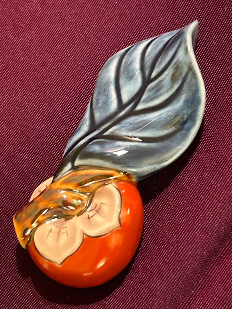 十四代 柿右衛門 柿葉形 箸置き 未使用品 3個 検 柿文