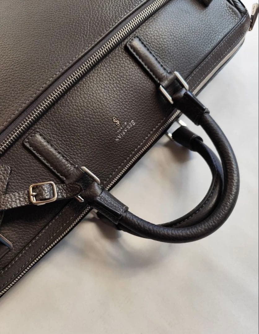 r*様 セラピアン カシミヤレザー ブリーフケース ビジネスバッグ　グレー