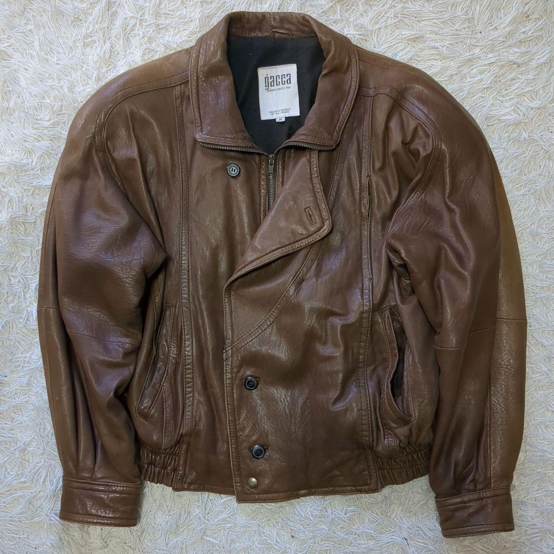 gacca 古着 レザージャケット ラムレザー 革ジャン ブラウン ガッカ 茶色