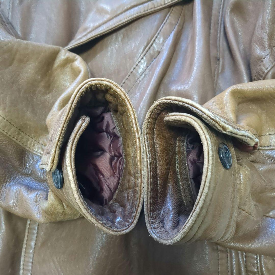 gacca 古着 レザージャケット ラムレザー 革ジャン ブラウン ガッカ 茶色