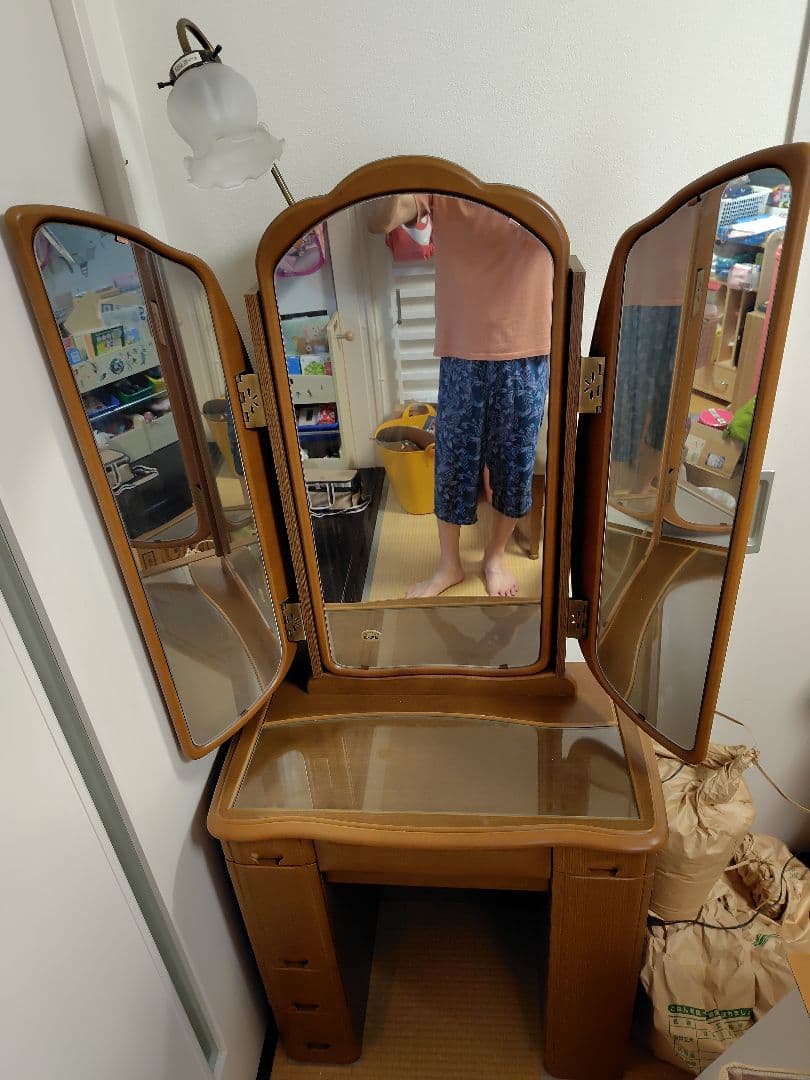 木製三面鏡ドレッサー