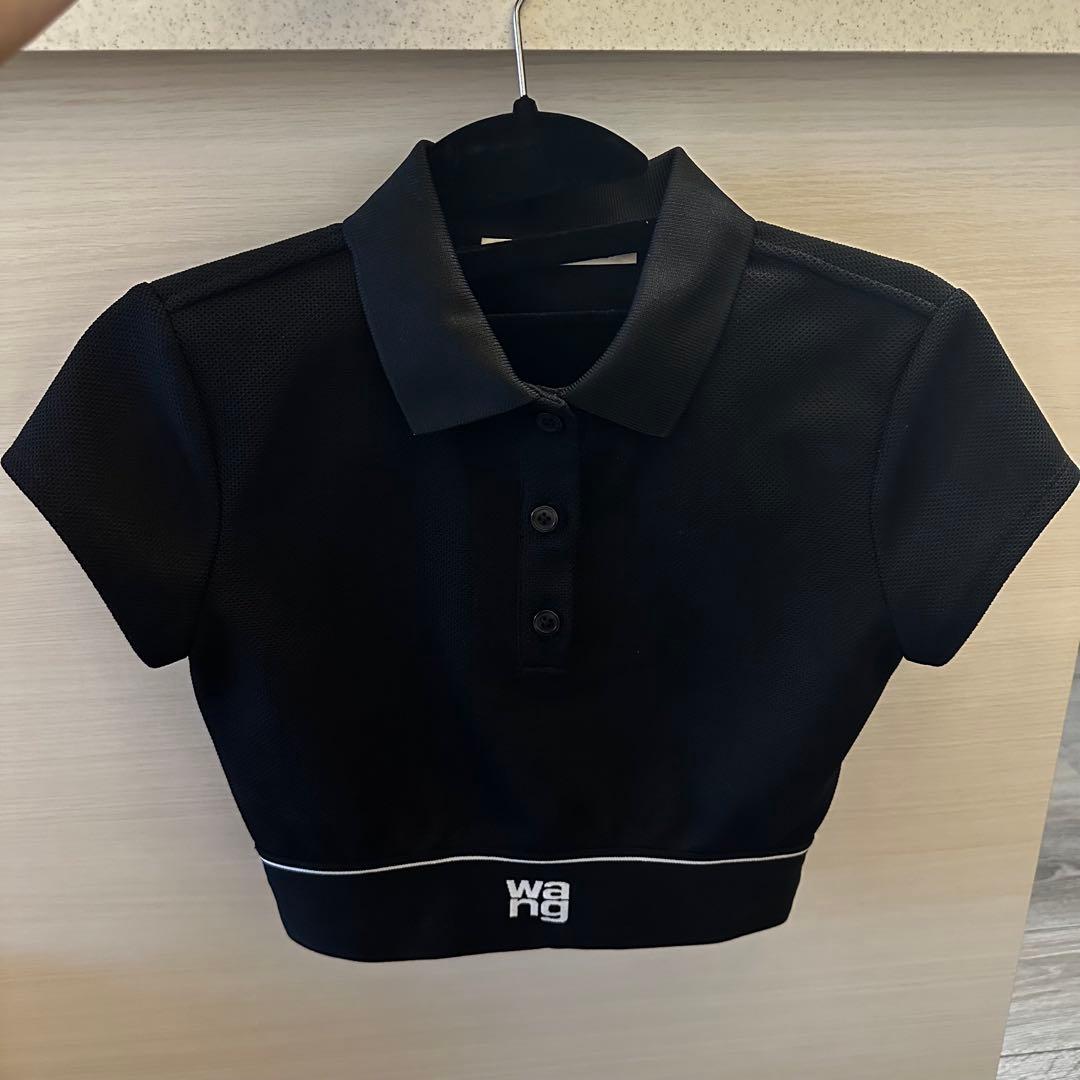 alexanderwang.t ブラックショート丈ポロシャツ