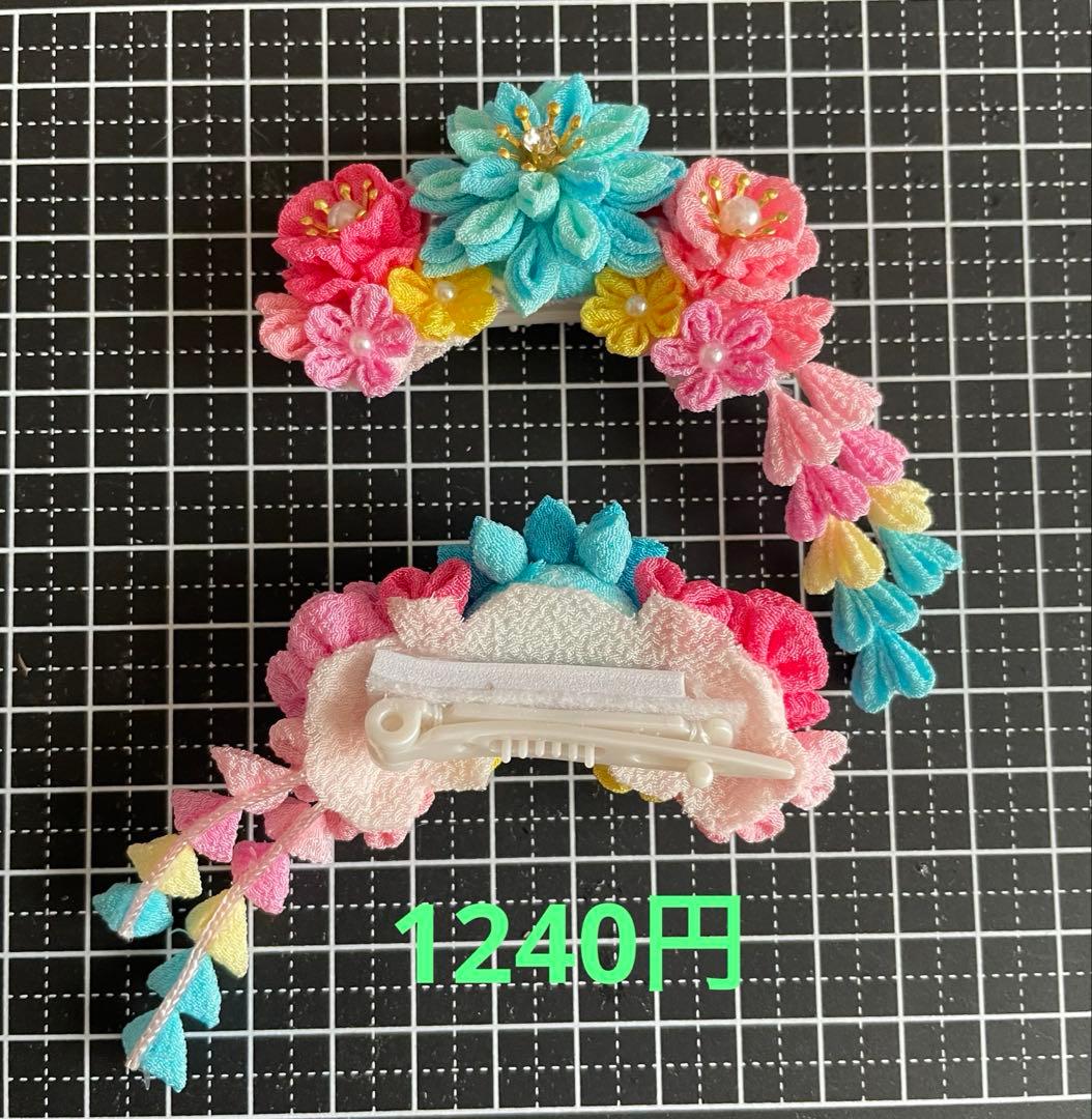 らおちゃん　犬用バレッタ　つまみ細工