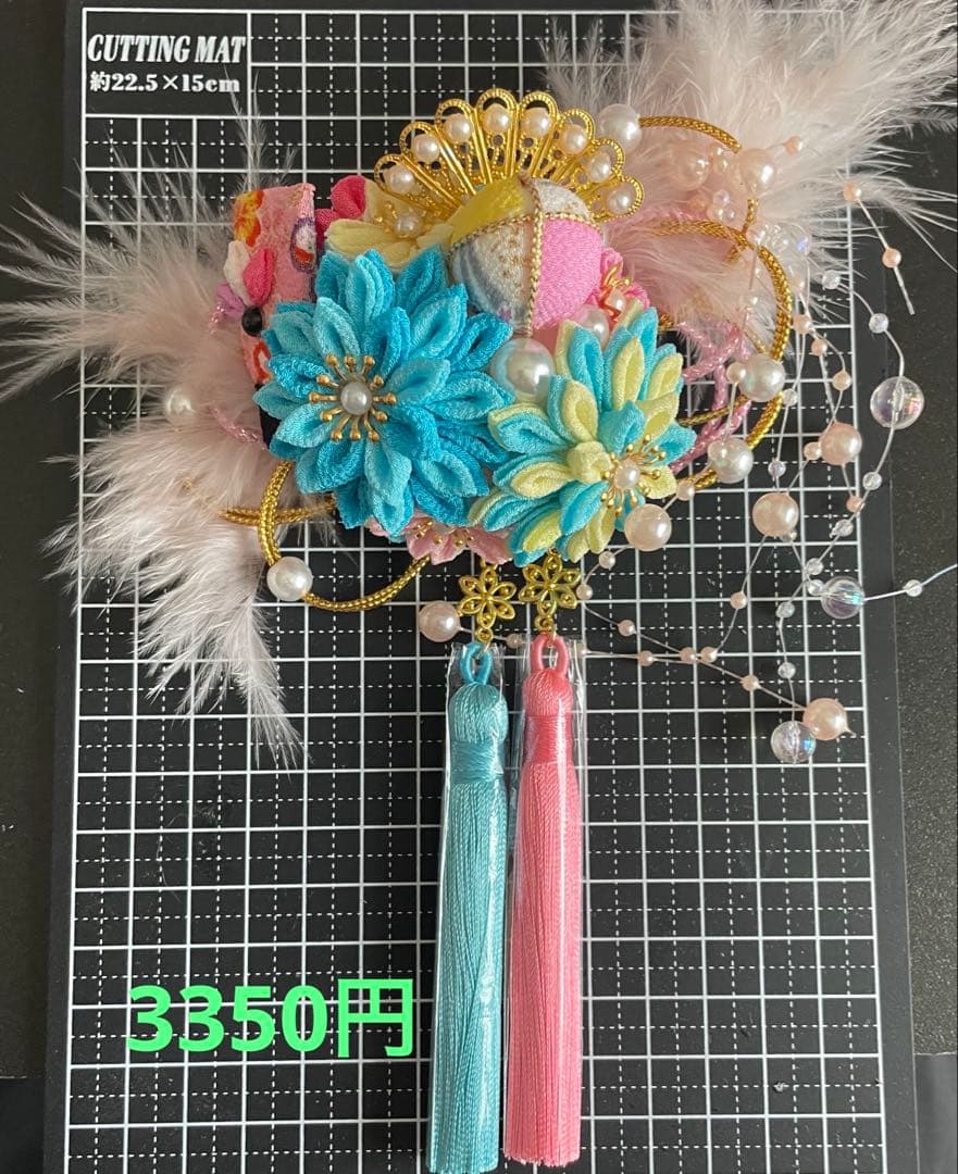 らおちゃん　犬用バレッタ　つまみ細工