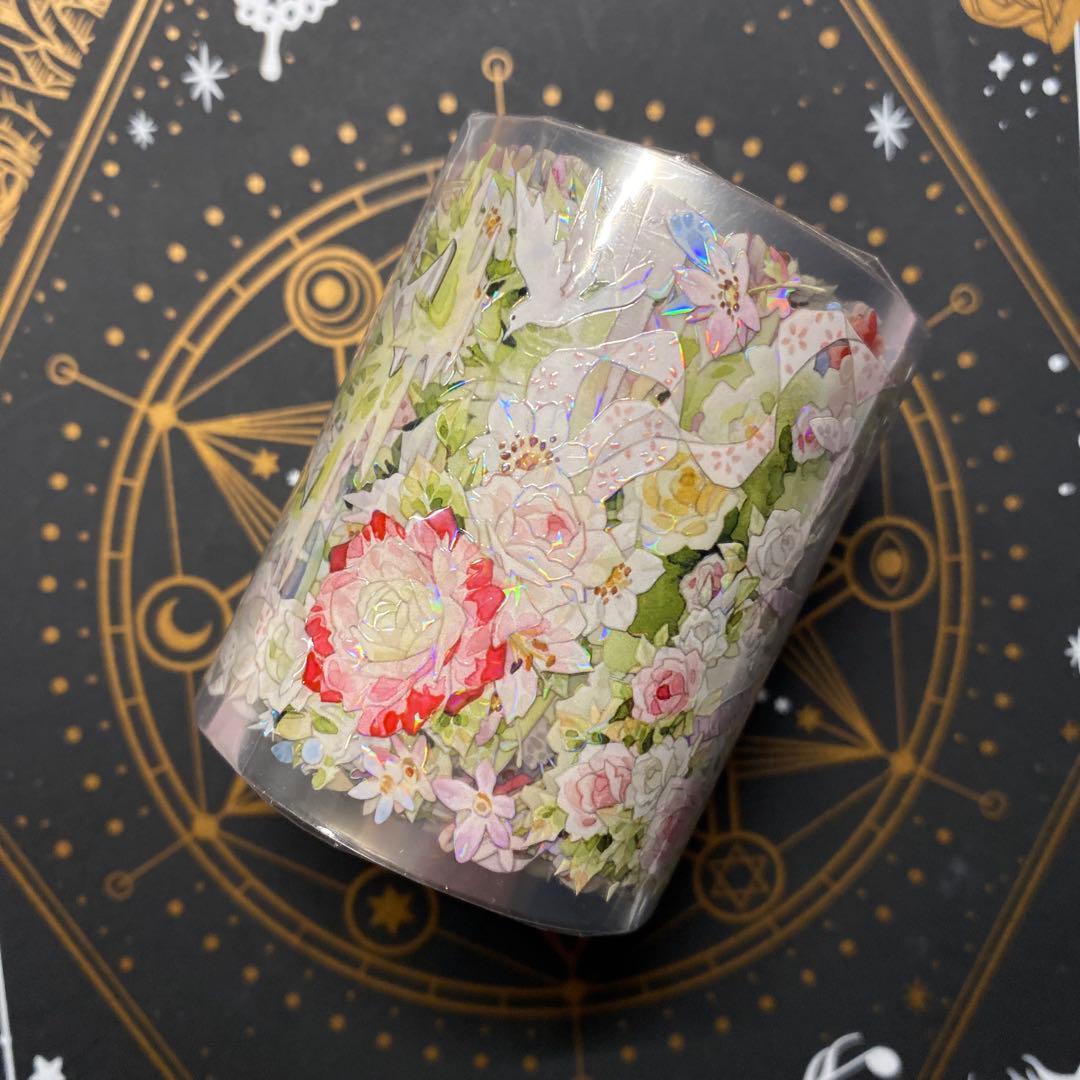 【I1】海外　10m巻　貝殻光マスキングテープ　人物系/お花系/装飾背景系