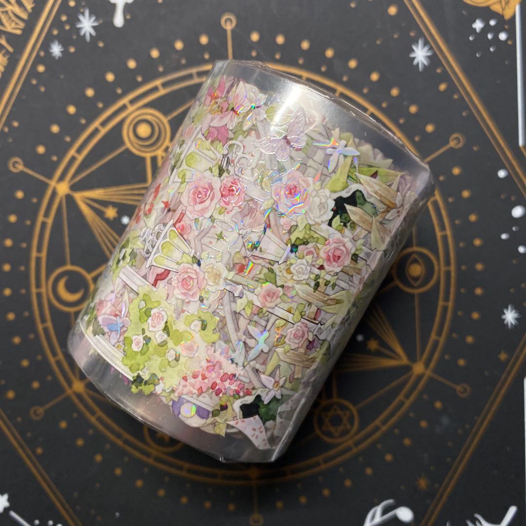 【I1】海外　10m巻　貝殻光マスキングテープ　人物系/お花系/装飾背景系