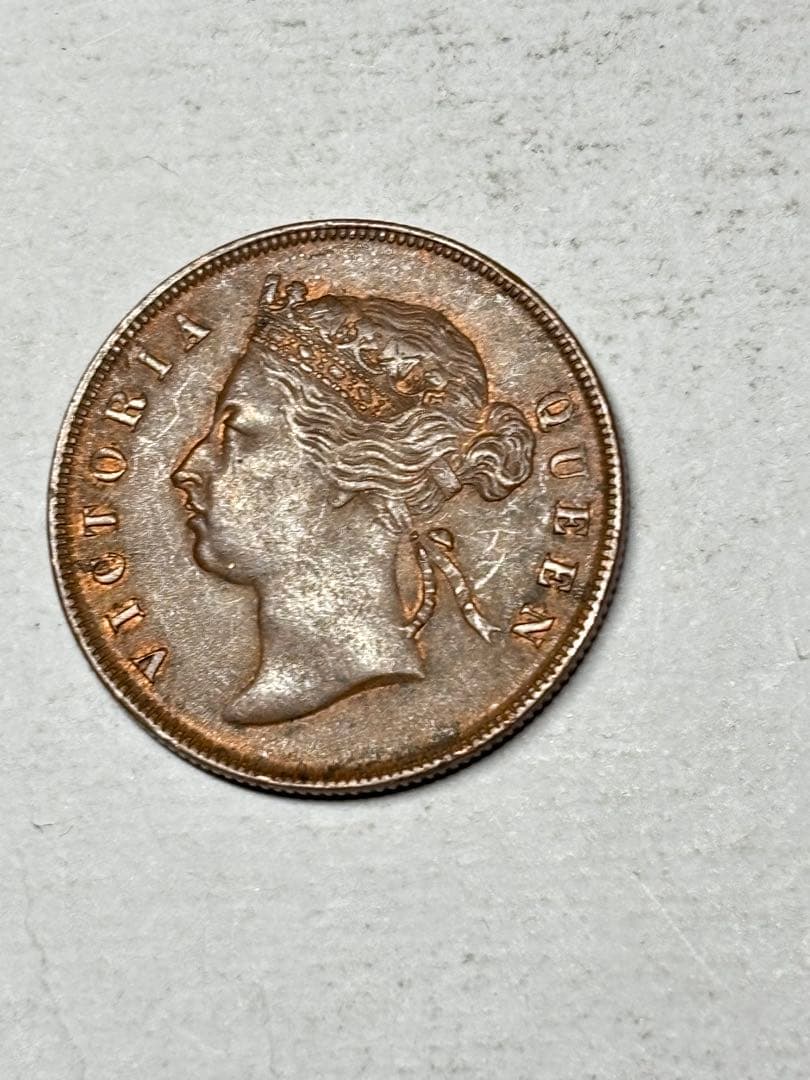 イギリス領海峡植民地　1セント銅貨　1895年　未使用　トーン　希少　レア　古銭