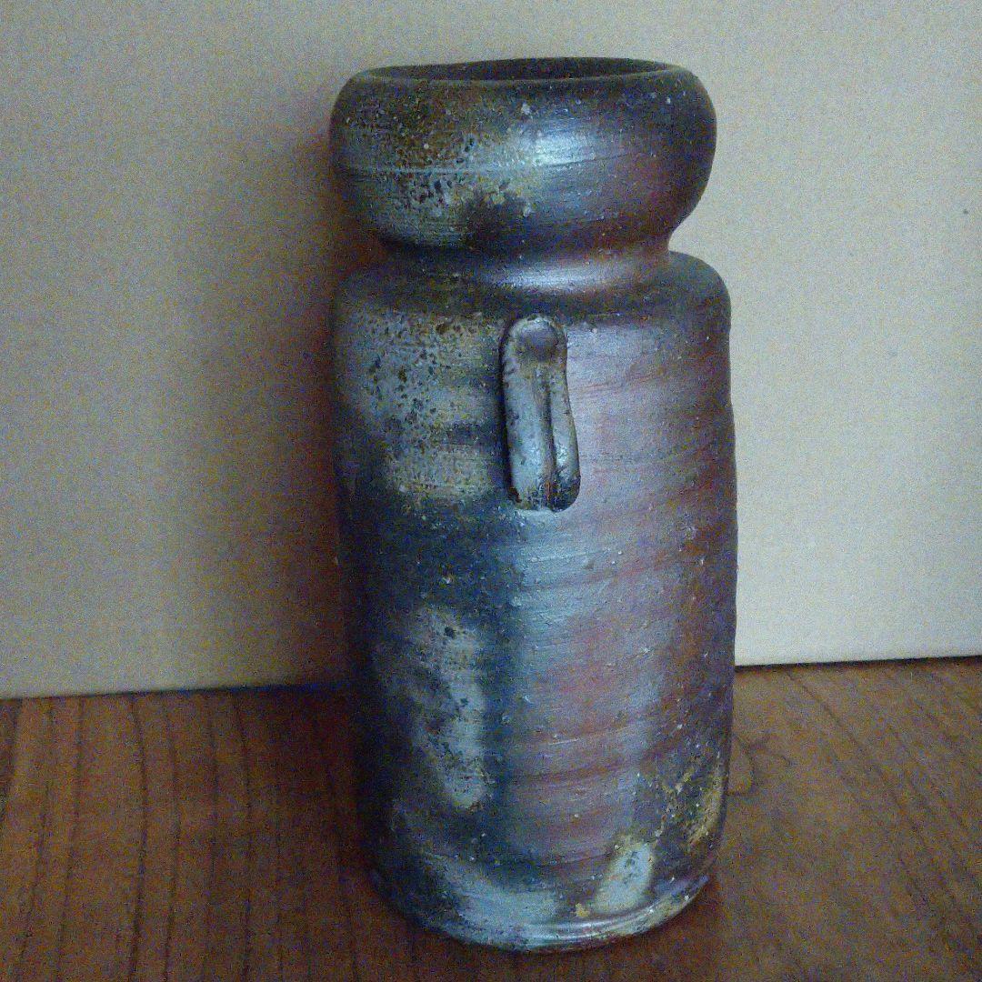 備前焼  『木村陶峰』耳付窯変花入  茶道具