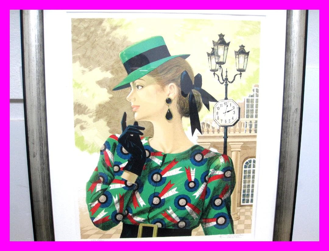 奥津国道 プチ シャポー リトグラフ 婦人画 163/180