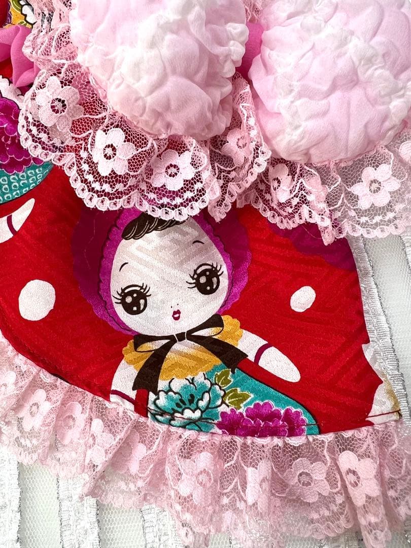 犬服ハンドメイド浴衣　浴衣ワンピ　髪どめ付き