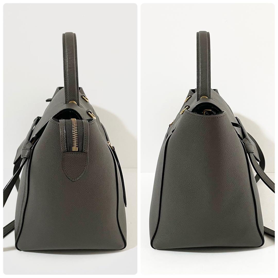 【美品】CELINE セリーヌ 2way ベルトバッグ ハンドバッグ グレー