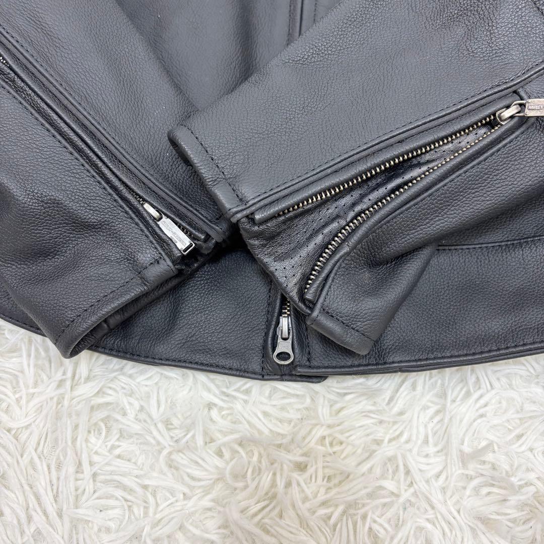 メガサイズ！ハーレーダビッドソン シングル ライダースジャケット 黒 XXL