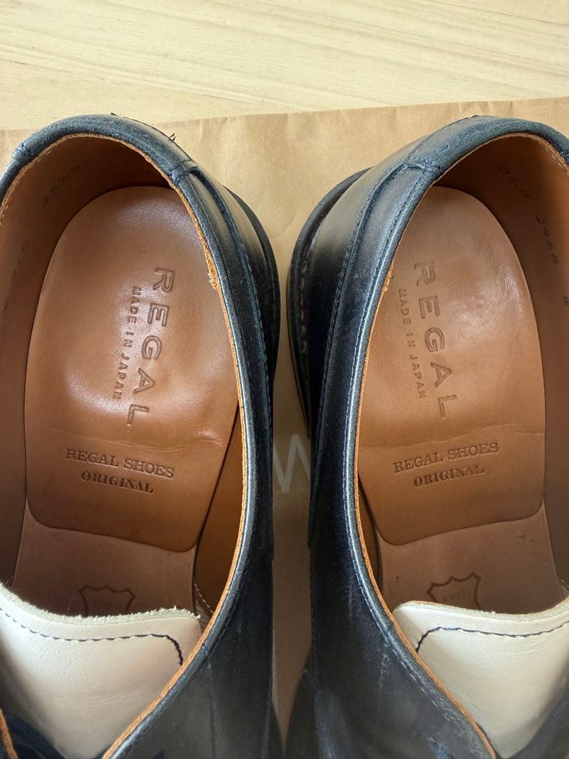 REGAL リーガル　Uチップ バイカラー　紺白　本革　W21C