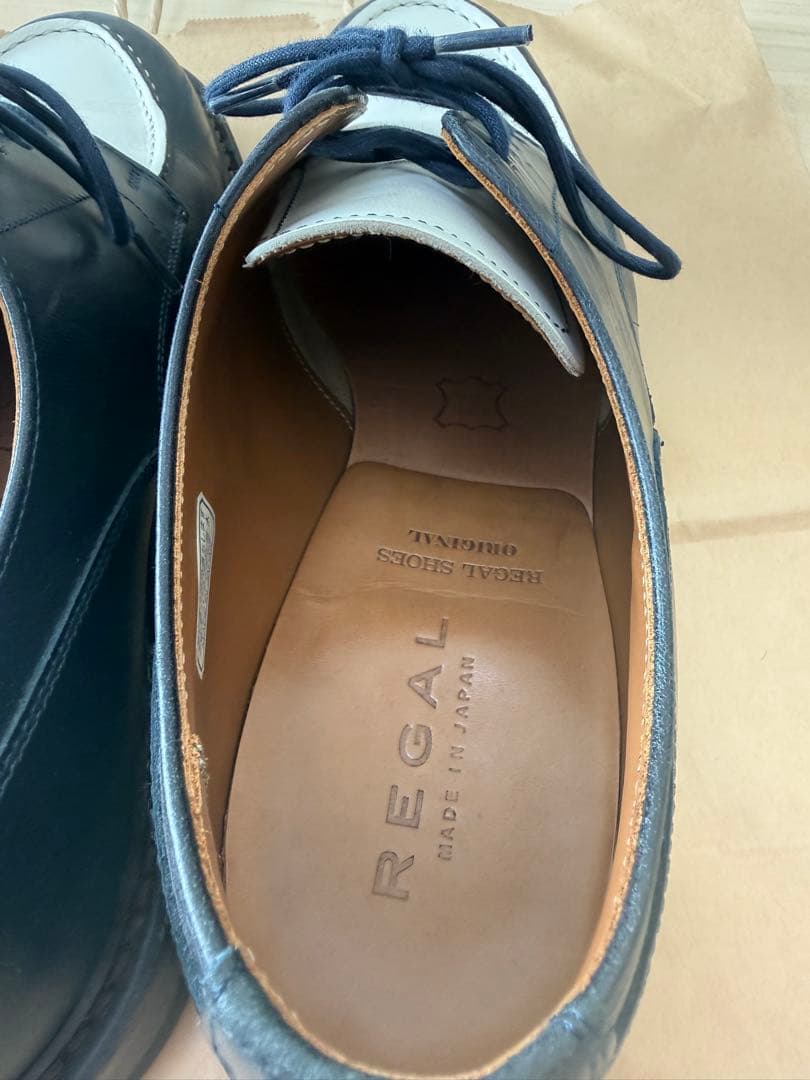 REGAL リーガル　Uチップ バイカラー　紺白　本革　W21C