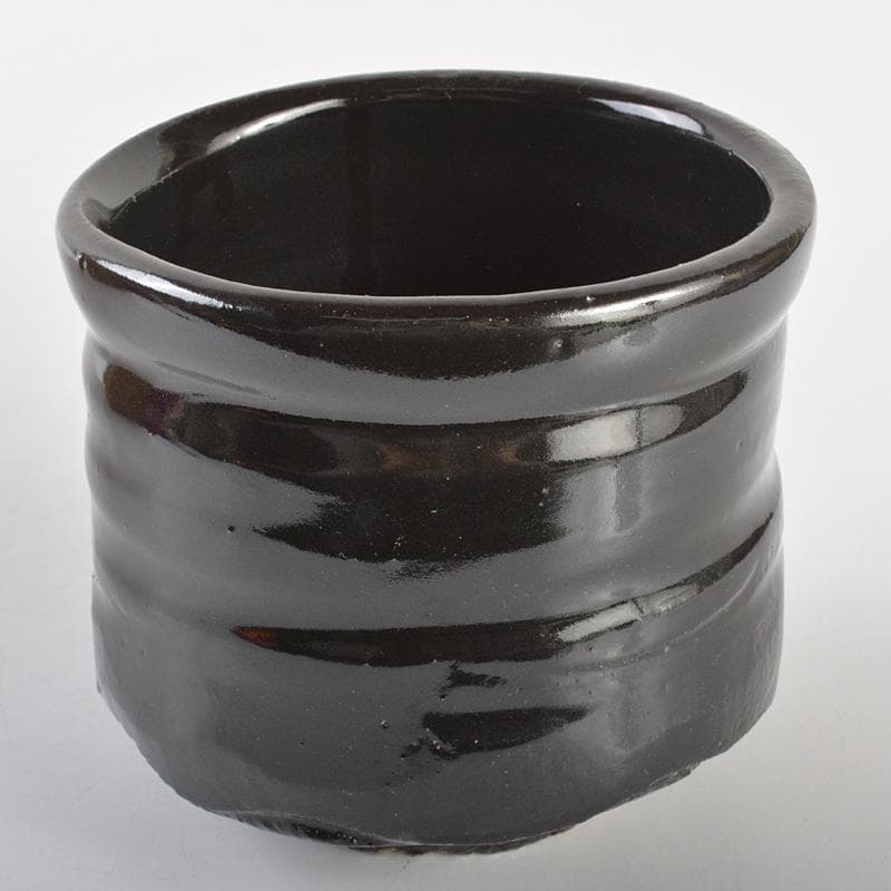 瀬戸焼　木村勝明（画仙斎白兎）作　染付　千寿老人文　筒茶碗　共箱　V　R7232