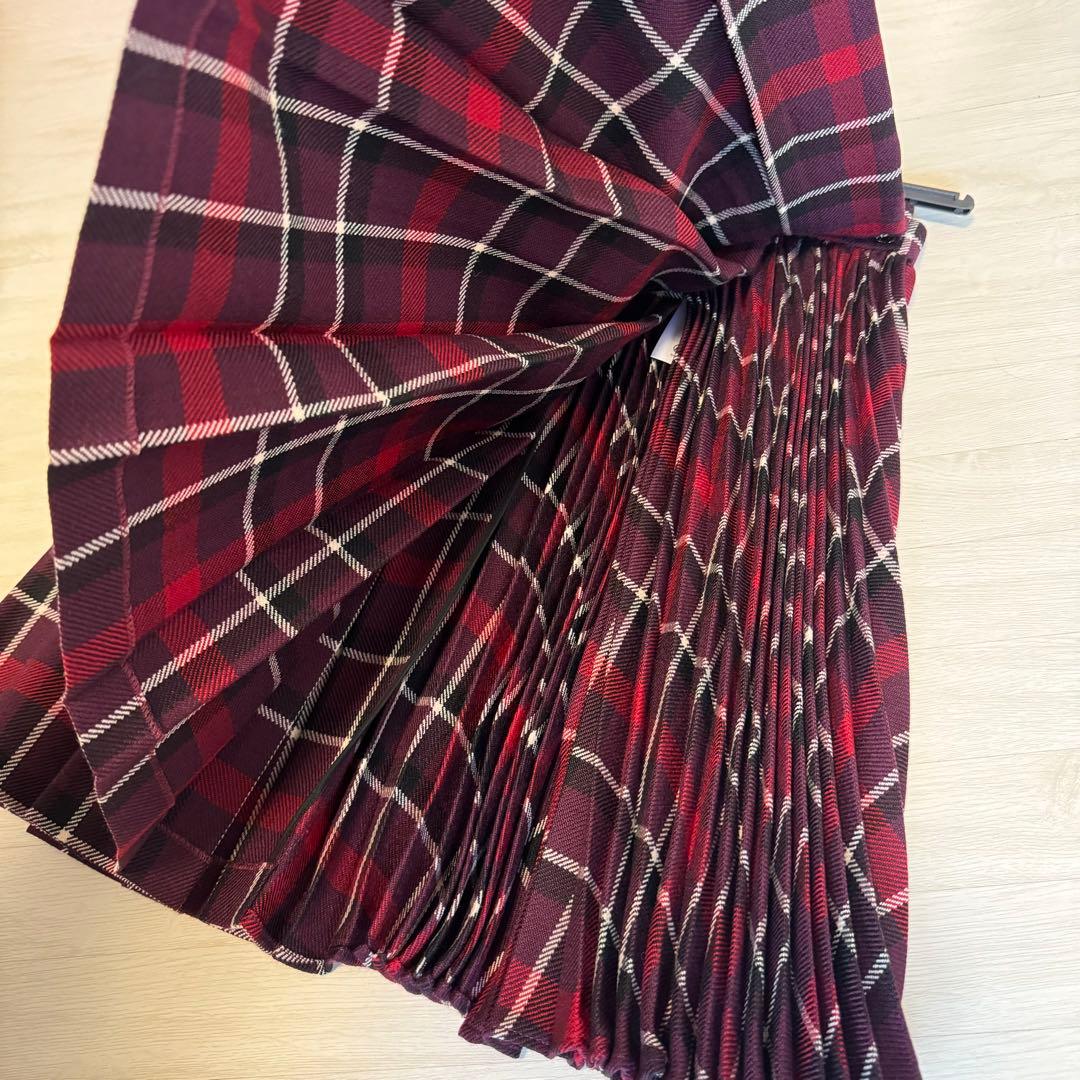 未使用☆正規品　Dior　赤チェック プリーツスカート　ラップスカート