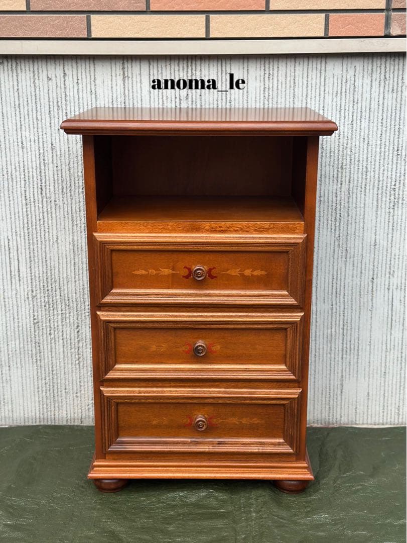 【チェスト】イタリア　象嵌　3段収納　花台　飾り棚　アンティーク　インテリア◎