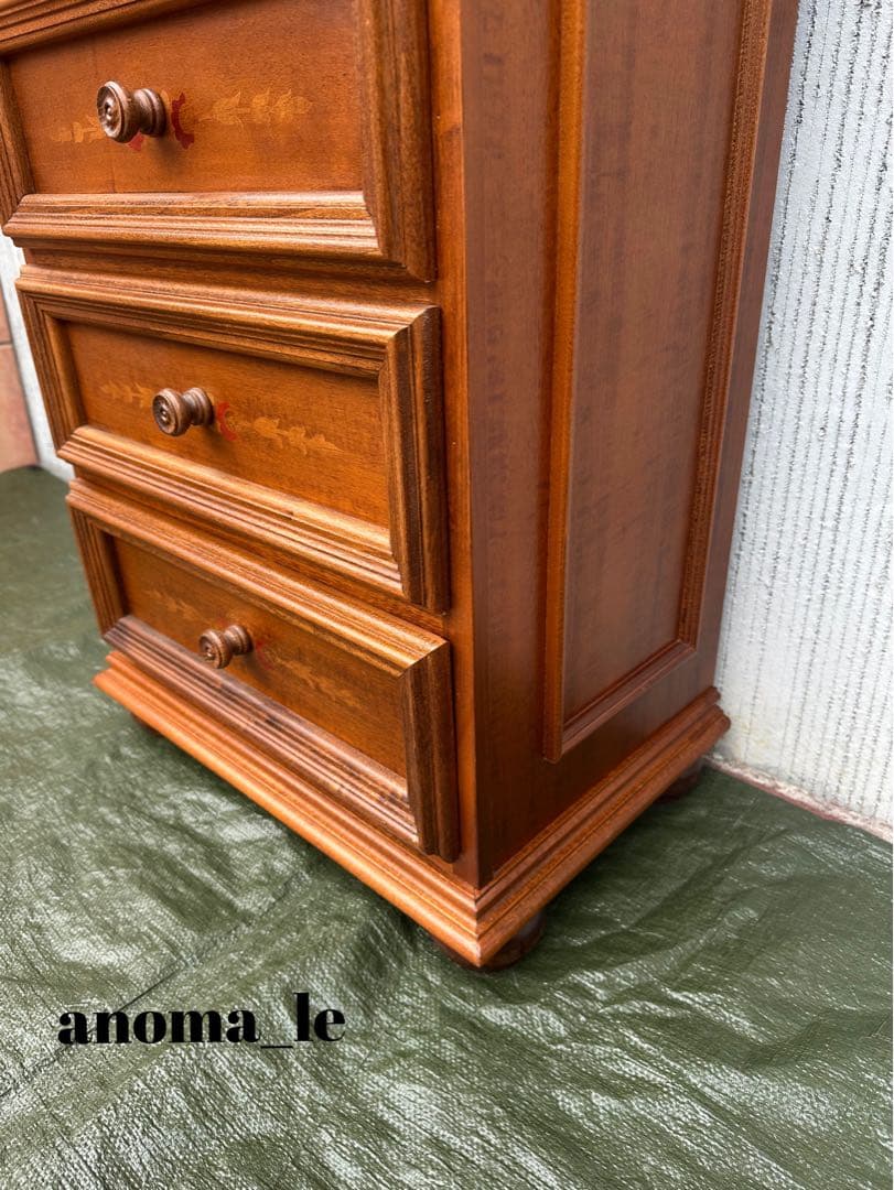 【チェスト】イタリア　象嵌　3段収納　花台　飾り棚　アンティーク　インテリア◎