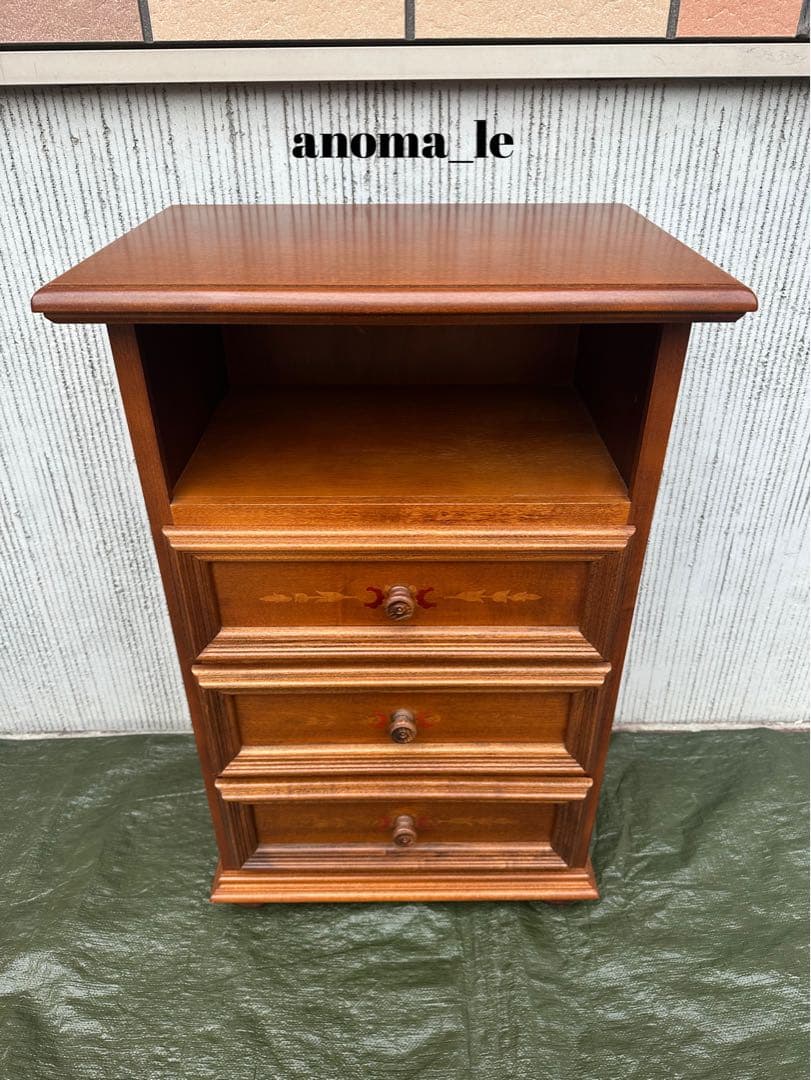 【チェスト】イタリア　象嵌　3段収納　花台　飾り棚　アンティーク　インテリア◎