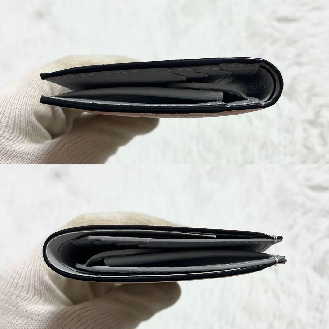 未使用/ラルコバレーノ　二つ折り財布　ミニウォレット　ピンクベージュ　グレー