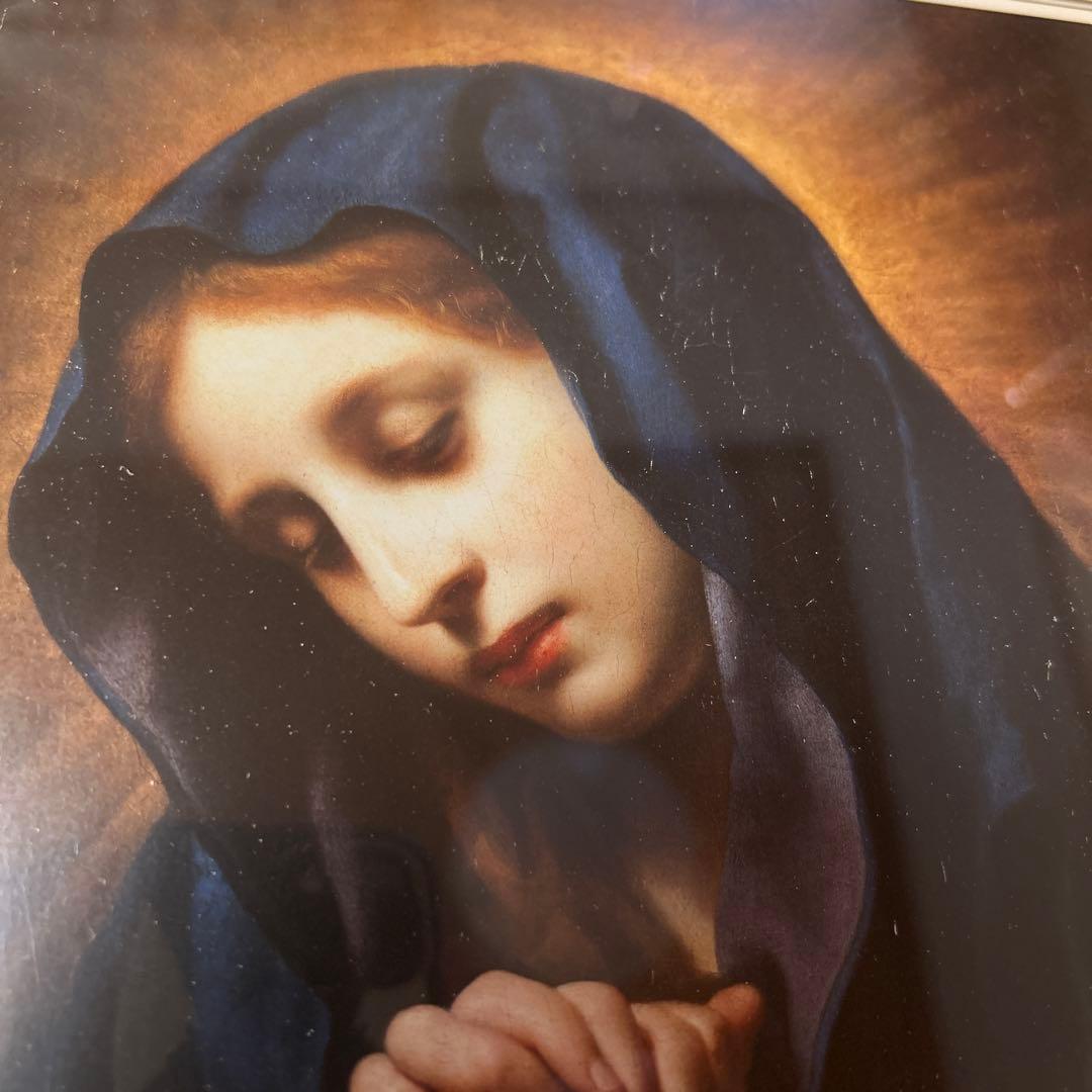 アートプリント　「受胎告知　聖母」　カルロ・ドルチ　横27cm×縦33cm額縁込