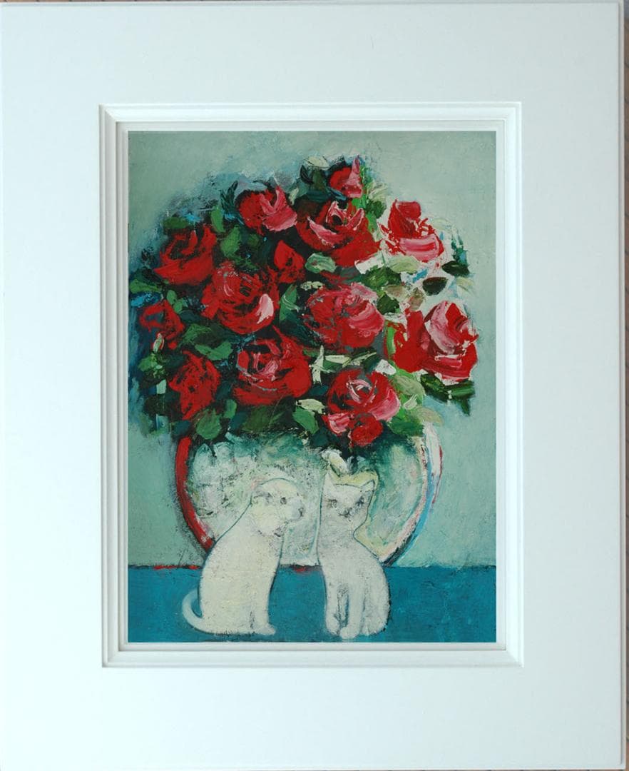 油絵 菅家令子 絵 絵画 インテリア uF6-070619 可愛い子猫と子犬