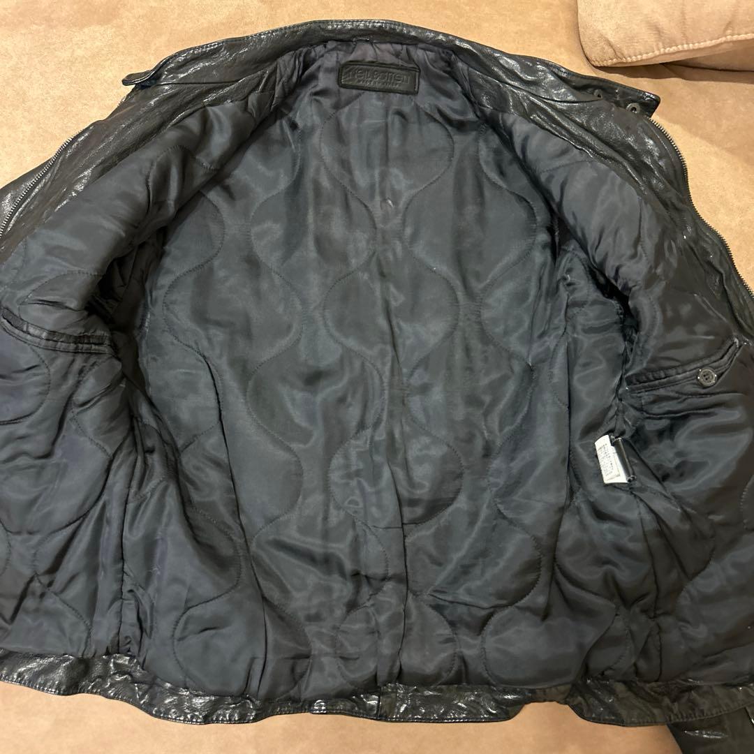 Neil Barrett ブラックレザーシングルライダースジャケット