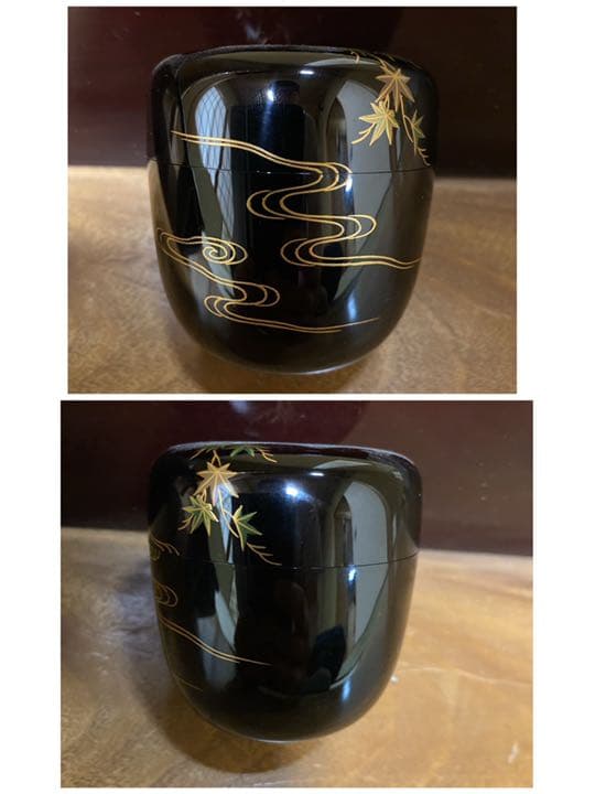 【茶道具】田中修造　青楓蒔絵中棗　（共箱）　○