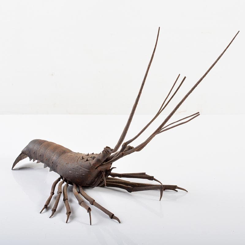 明珍作　鉄製　伊勢海老　自在置物　約197g　F　R6324