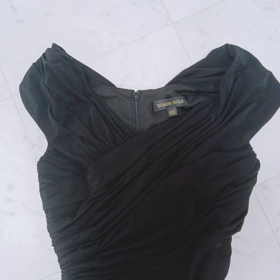 極美品　タダシショージ ブラックドレス ワンピース ドレープ ビジュー