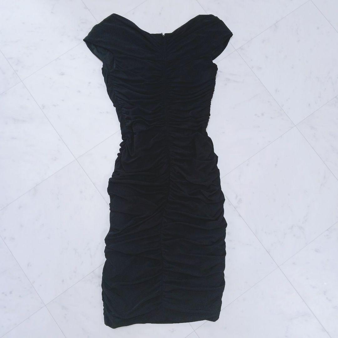 極美品　タダシショージ ブラックドレス ワンピース ドレープ ビジュー