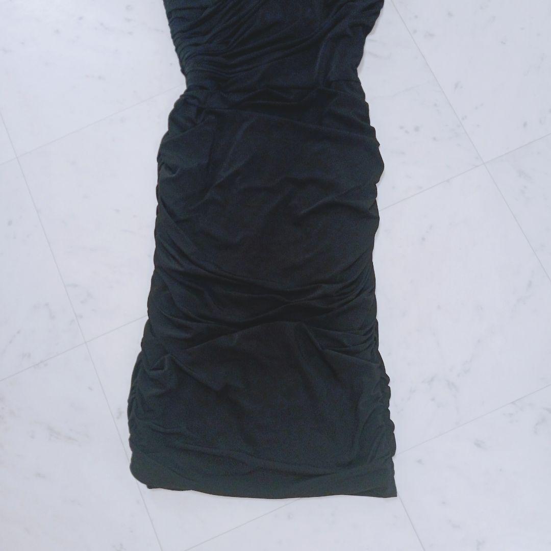 極美品　タダシショージ ブラックドレス ワンピース ドレープ ビジュー