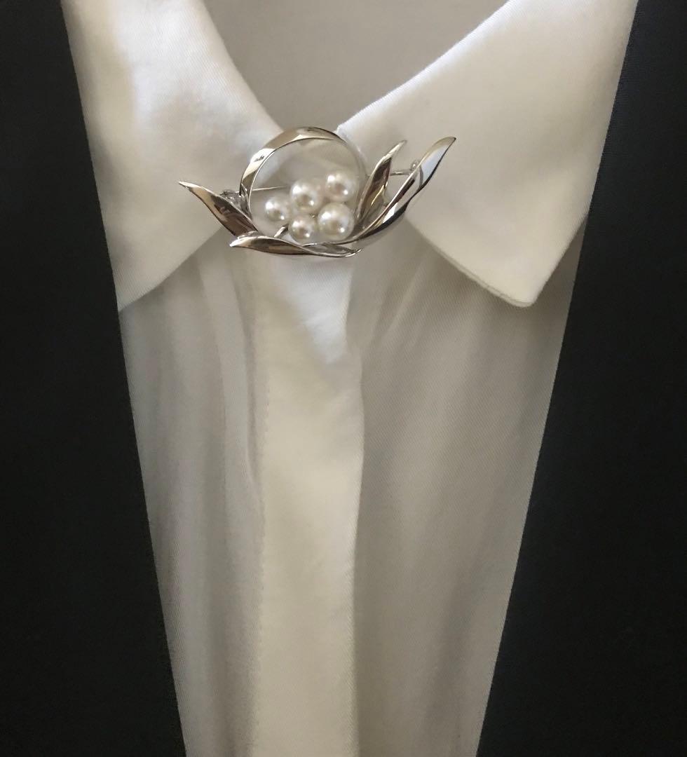 【極美品♡】ミキモト ブローチ　あこや5珠　現行品