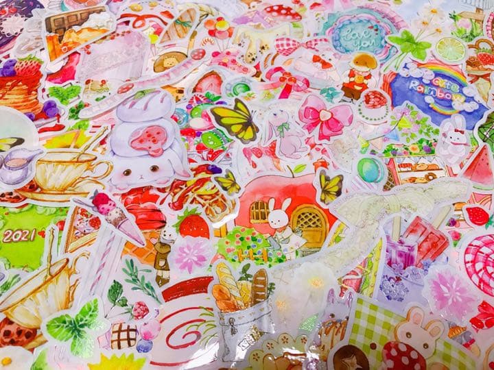 可愛いい❤️❤️フレークシール( ⸝⸝•ᴗ•⸝⸝ )うさちゃんの夏のピクニック♡♡