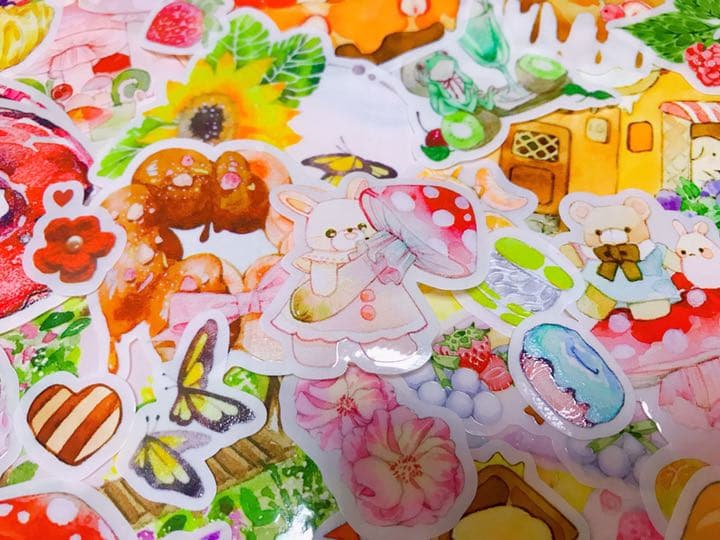 可愛いい❤️❤️フレークシール( ⸝⸝•ᴗ•⸝⸝ )うさちゃんの夏のピクニック♡♡