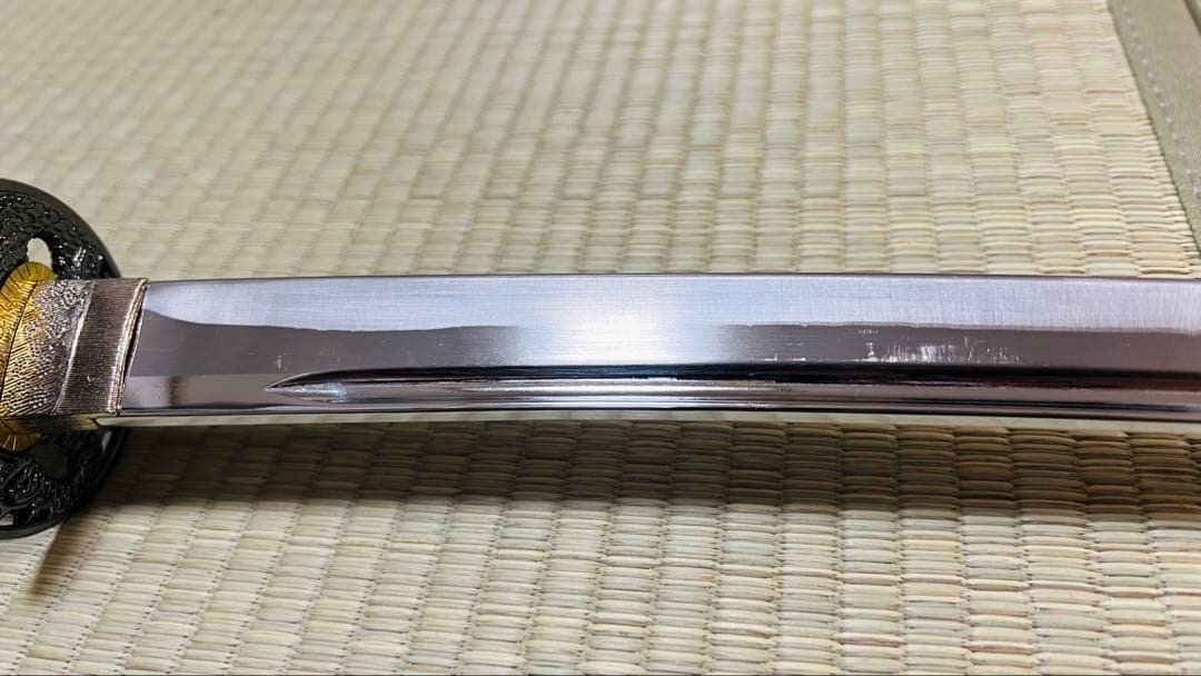 模造刀 陸奥守吉行拵え 龍目貫 龍透かし鍔 鐺付き 樋入り刀身 251020-2