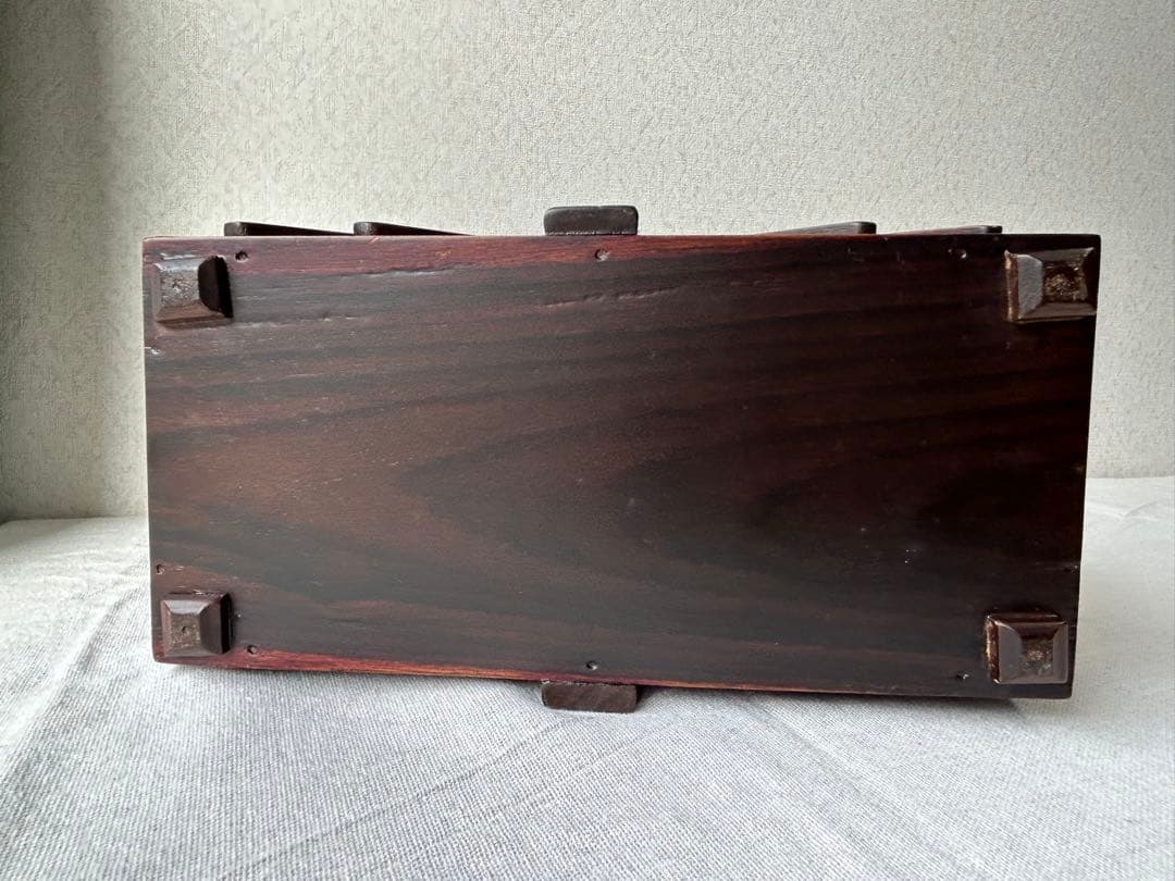 木製彫刻 裁縫箱 小物入れ 収納ボックス レリーフ アンティーク シンガポール