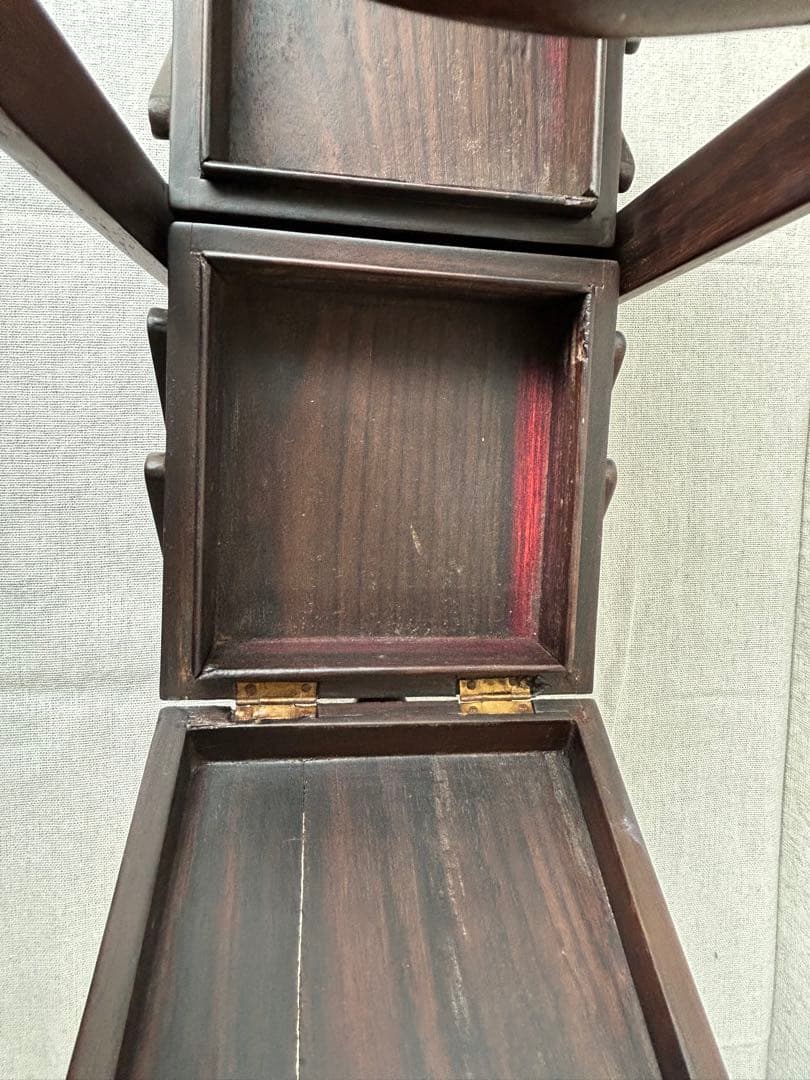 木製彫刻 裁縫箱 小物入れ 収納ボックス レリーフ アンティーク シンガポール